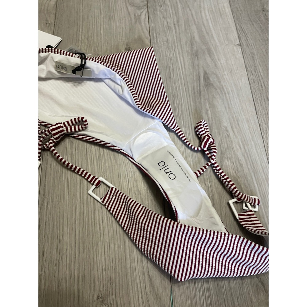 Onia coastal prep red white seersucker bikini bottoms resortwear beachcore - Picture 9 of 13